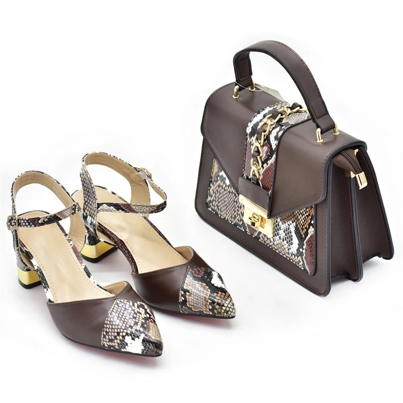 Women's Designers Italian Shoe and Bag Set for Nigerian Ladies' Luxury Party Shoes With Sexy High Heels