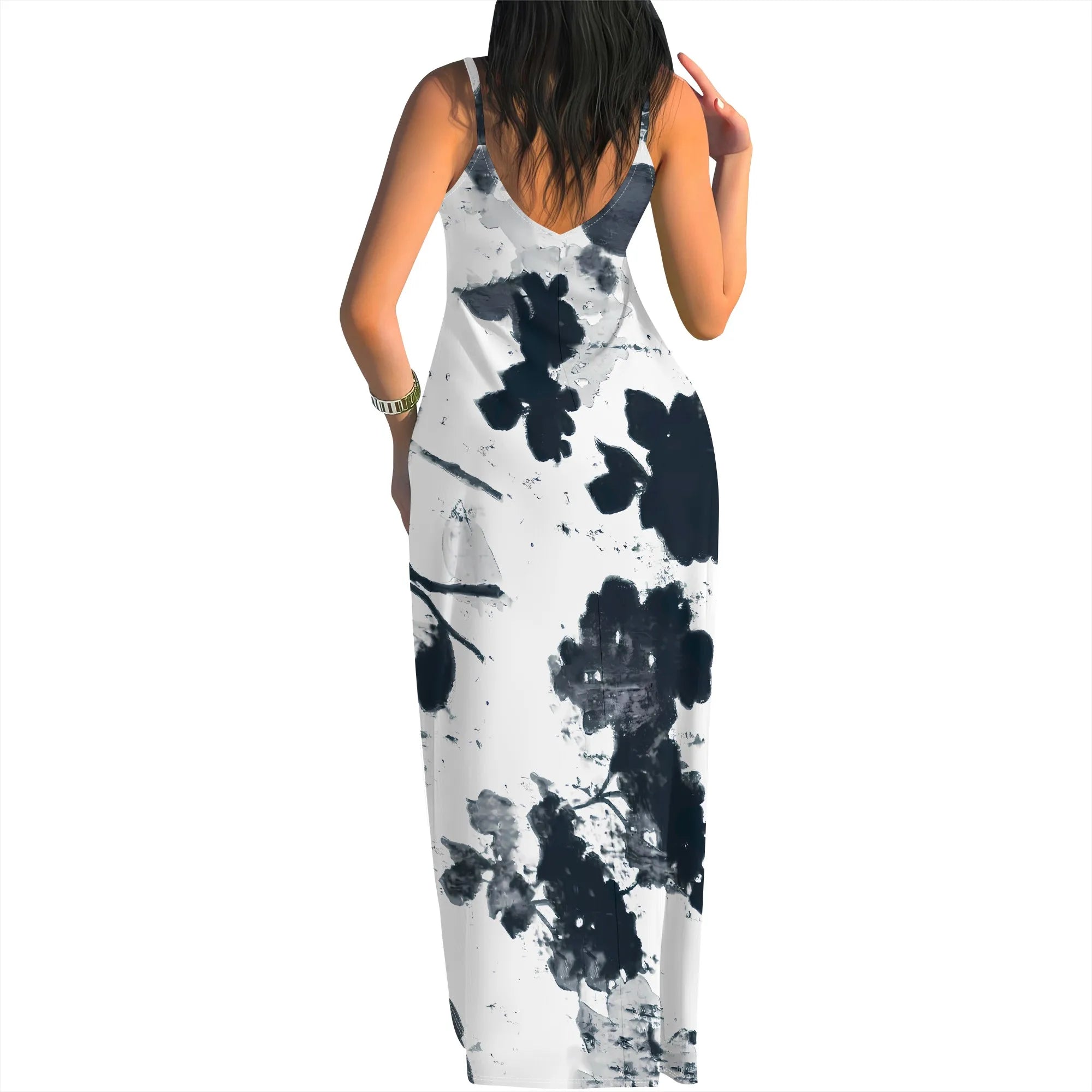 Color Splash Art Maxi Dress Plus Size Sleeveless Summer Vacation Party Dress