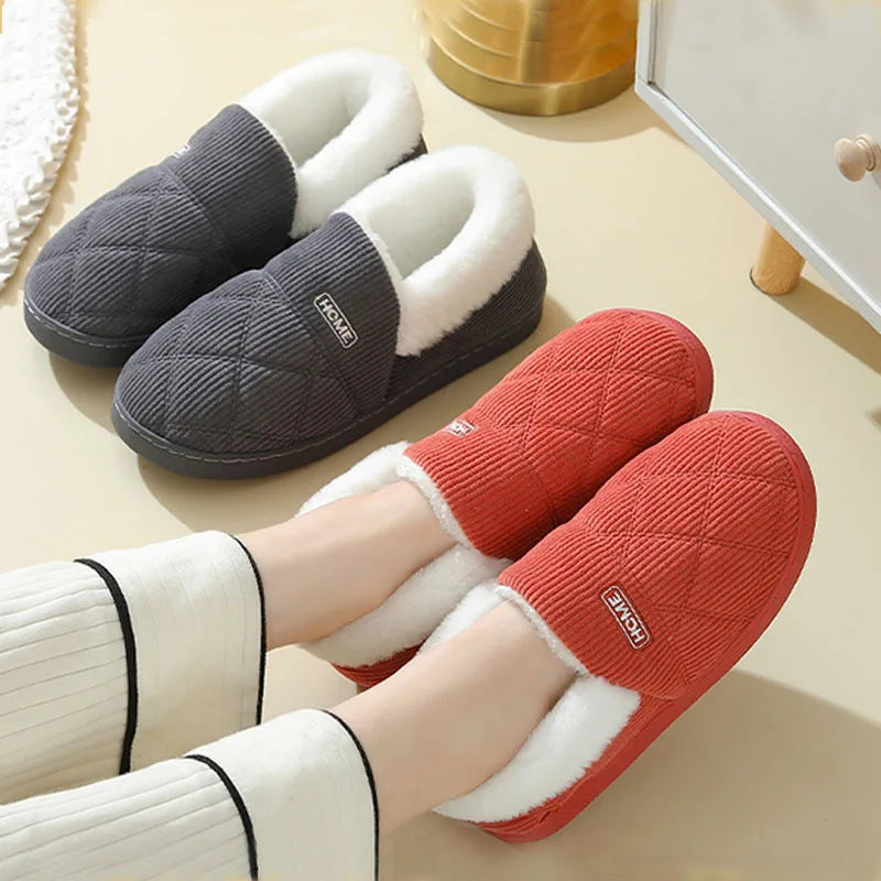 Women's Winter Warm Fuzzy Slippers Soft Cosy Plush Lined With Non-Slip Flat Sole Suitable For Bedroom Use Fur Fluffy Indoor Cotton Shoes