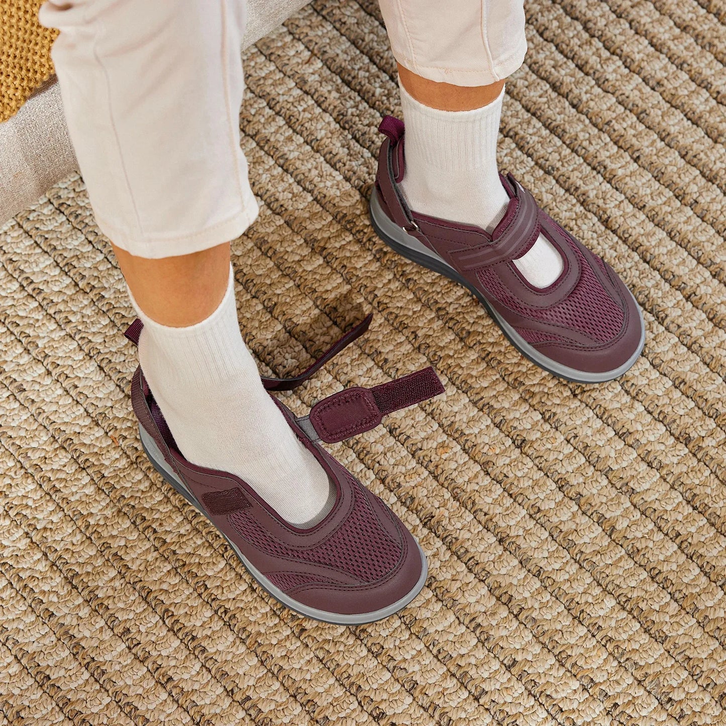 Women's Mary Jane Casual Shoes Sandals Widened Toe For Swollen Feet Lightweight Breathable Outdoor Elderly Shoe Sandals