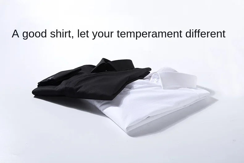 2024 Niche Chic Dubbelgevouwen Mouw Windsor Kraag Zakelijk Overhemd met Lange Mouwen Heren Hoogwaardige Jurk willekeurige Franse Manchetknopen