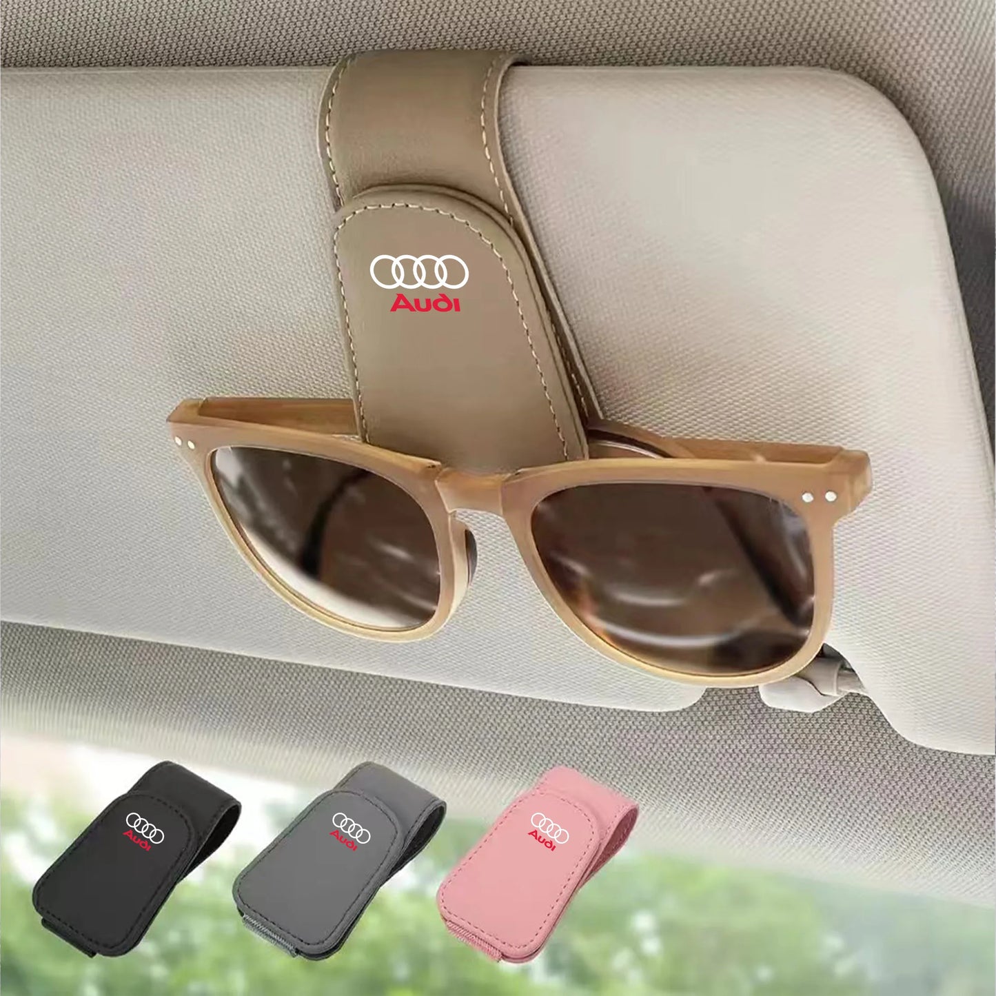 Car Leathers Glasses Clip Sun Visor Sunglasses Card Box For Audi Quattro Sline A3 A4 A6 A5 Q5 A1 Q7 Q3 Q2 Q8 A7 A8 TT S1 SQ5