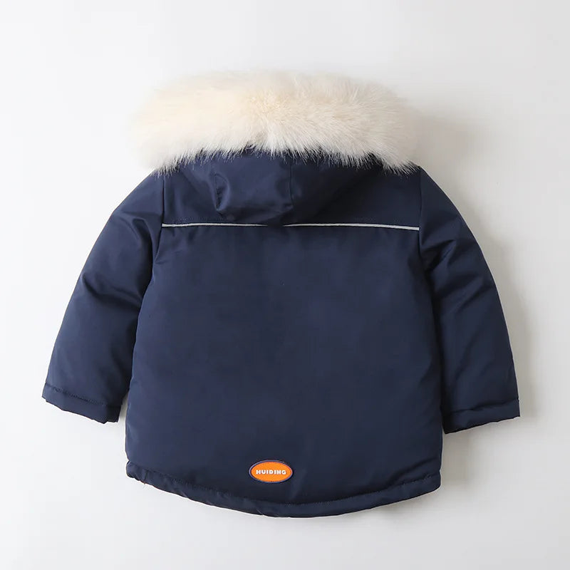 Unisex 2Pcs Winter Warm Children's Ski Clothes Set Thicken Fur Lining Hooded Coats & Overalls Set Snowsuit For Kids 2-5Y