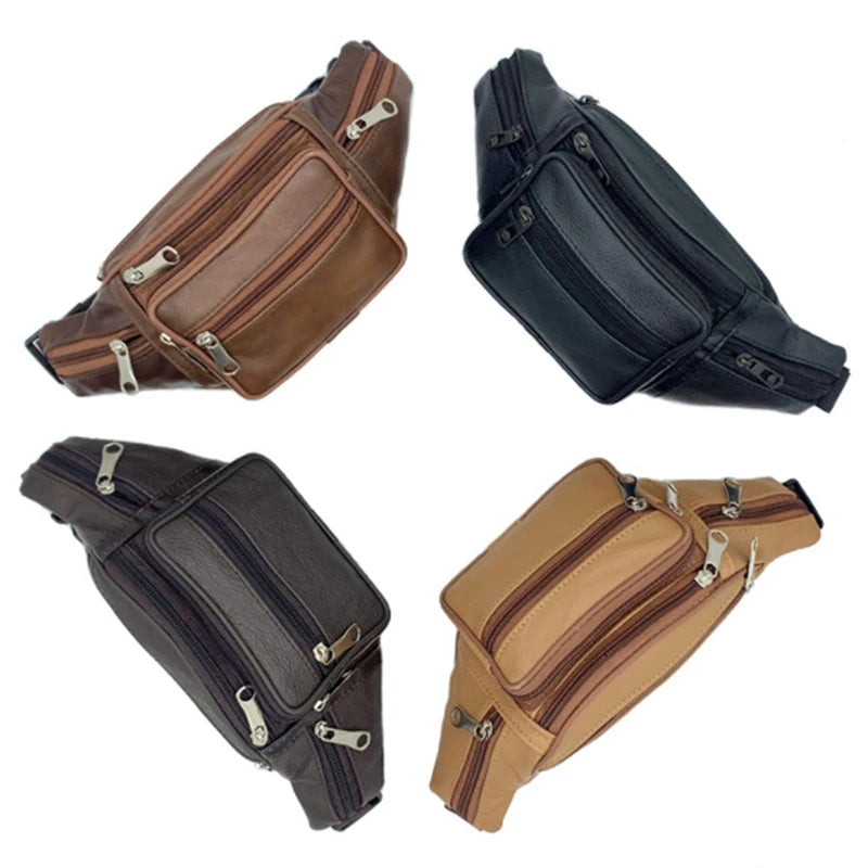 Men’s PU Leather Waist Bag – Luxury Fashion Fanny Pack & Crossbody Belt Bag for Travel & Everyday Use