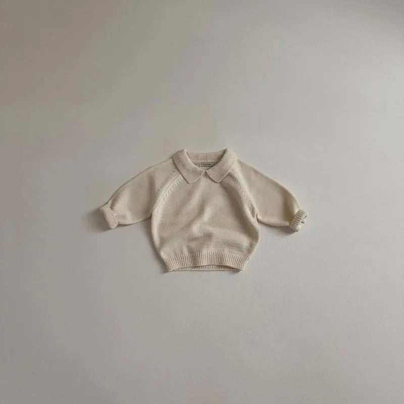 Baby Children's Sweater Turn Down Collar Kids Clothes Classic Striped Boys Jacket Sweaters Girls Knit Pullover 1-6Y Unisex