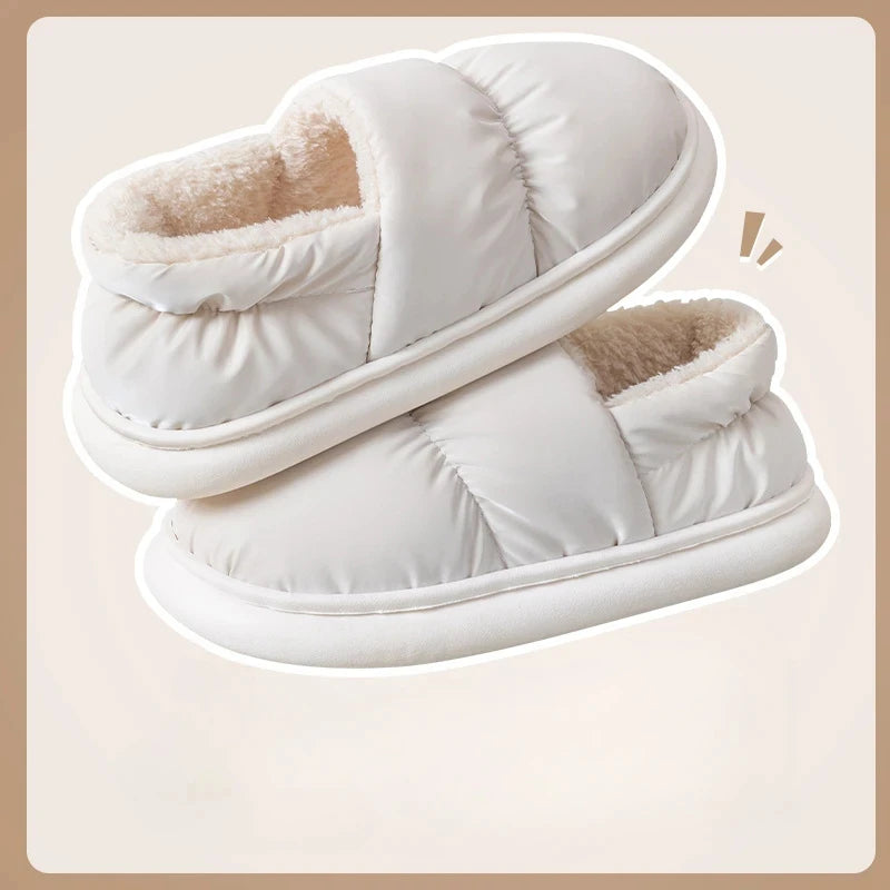 Women's Winter Warm Flat Slippers With Soft Fluffy Cosy Cotton Thick Bottom and Non-Slip Sole Suitable For Home and Outdoor Use Ladies Shoes