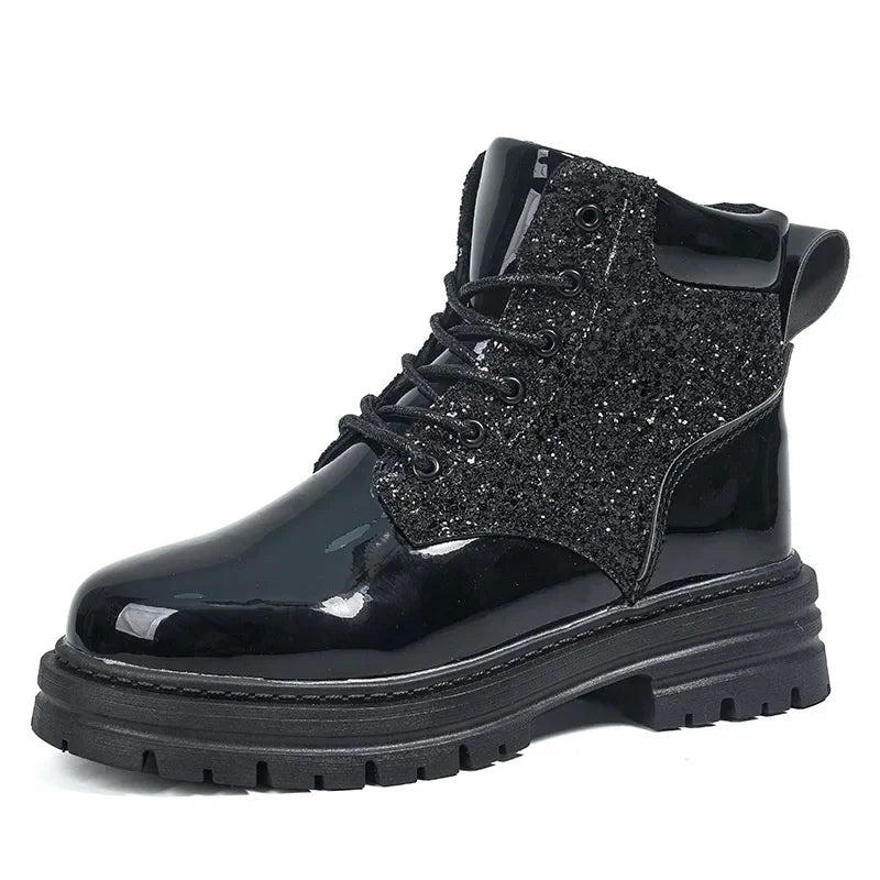 Fashion Women Casual Boots Black Outdoor Lady Luxury Brand Motorcycle Boot High Top Autumn Female Popular Leisure Walking Boots