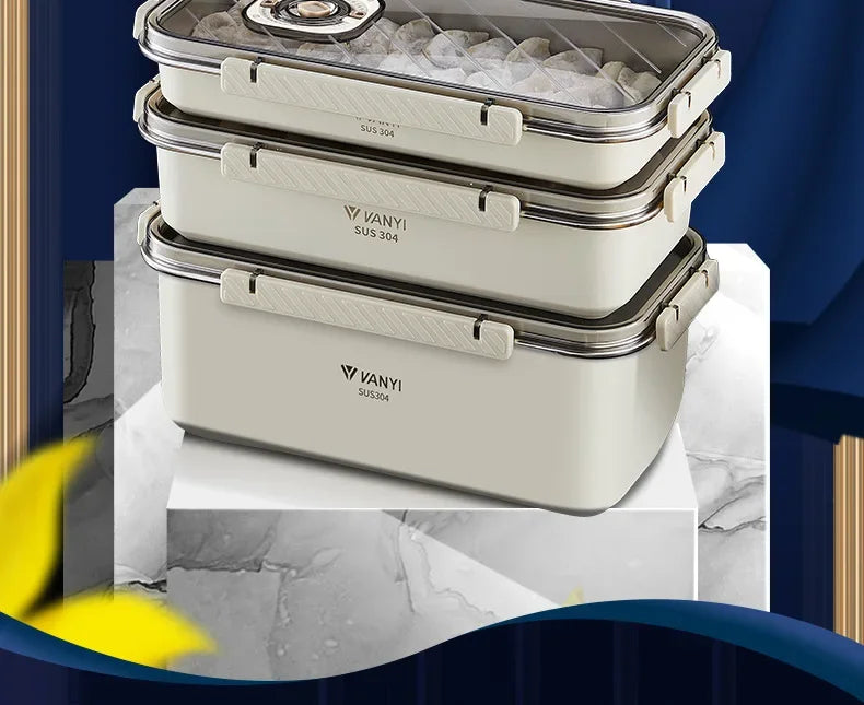 Stainless Steel Airtight Containers w/ Date Indicator & Leakproof Lid - BPA-Free Microwave/Freezer Safe - Home/Kitchen Lunch Box
