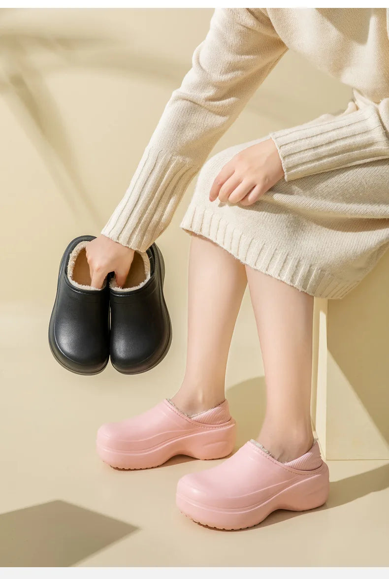 Women's Winter Warm Fashion Furry Slippers Cotton Slides For Outdoor Indoor Couples Use With Non-Slip Thick Sole Plush Fluffy Ladies' Slippers