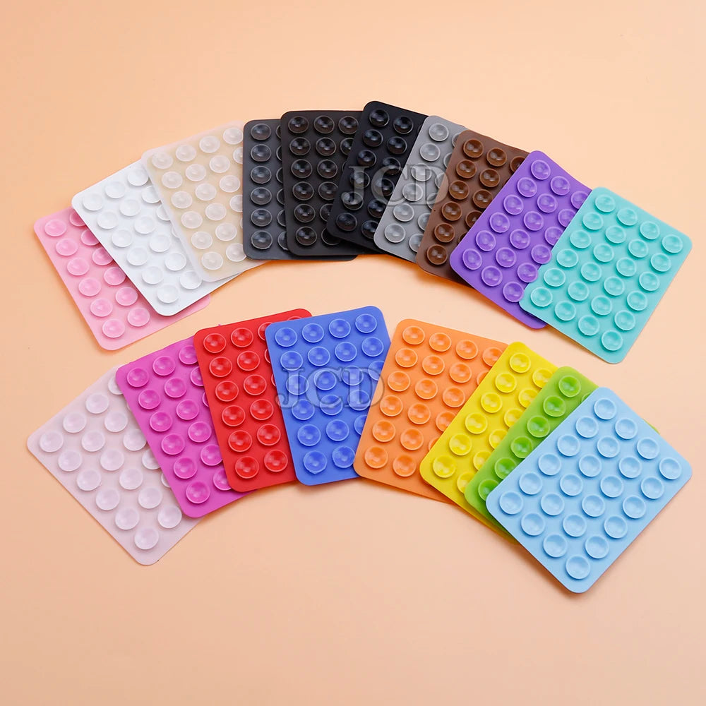 2PCS Double Side Silicone Pad For Mobile Phone Fixture Suction Cup Backed Adhesive Silicone Rubber Sucker Pad For Fixed Pad