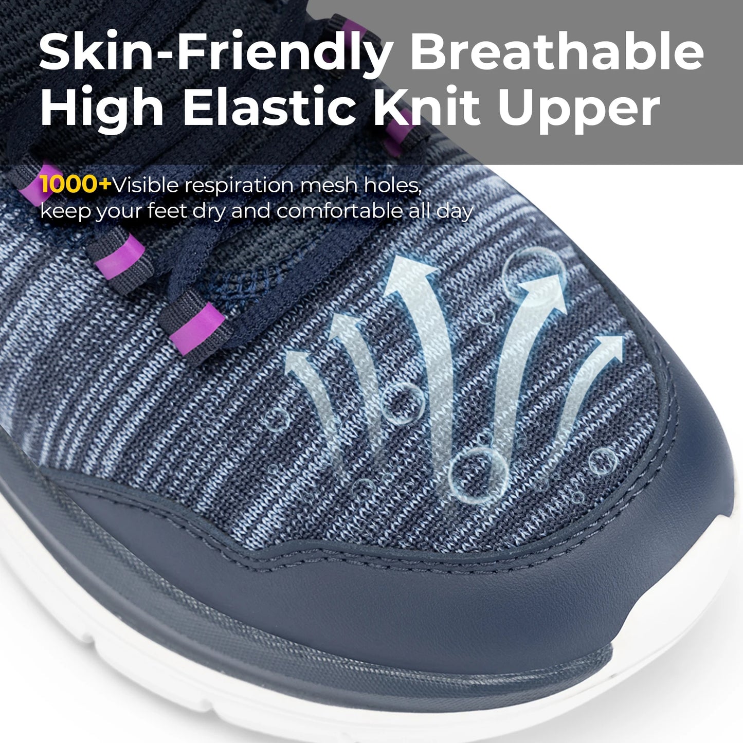 Women's Wide Foot Slip-On Sneakers Hands-Free Running Shoes Walking Shoes for Fat Feet Flat Feet Plantar Fasciitis