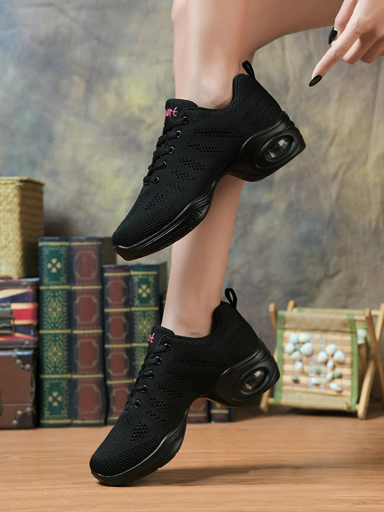 Women's Jazz Ballroom Comfortable  Dance Shoes PU Soft Outsole Breathable Modern Tango Dance Sneakers Lightweight Stylish