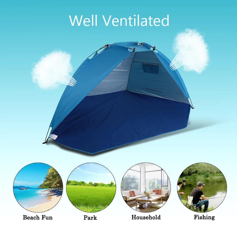 2 Persons Outdoor Beach Tents Shelters Shade UV Protection Ultralight Tent for Fishing Picnic Park Summer Awning Shade Shelter