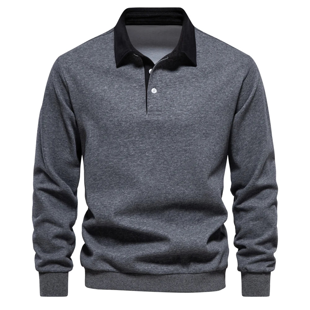 Autumn Fashion Design Polo Neck Sweatshirts For Men Casual and Social Wear Quality Cotton Sweatshirts