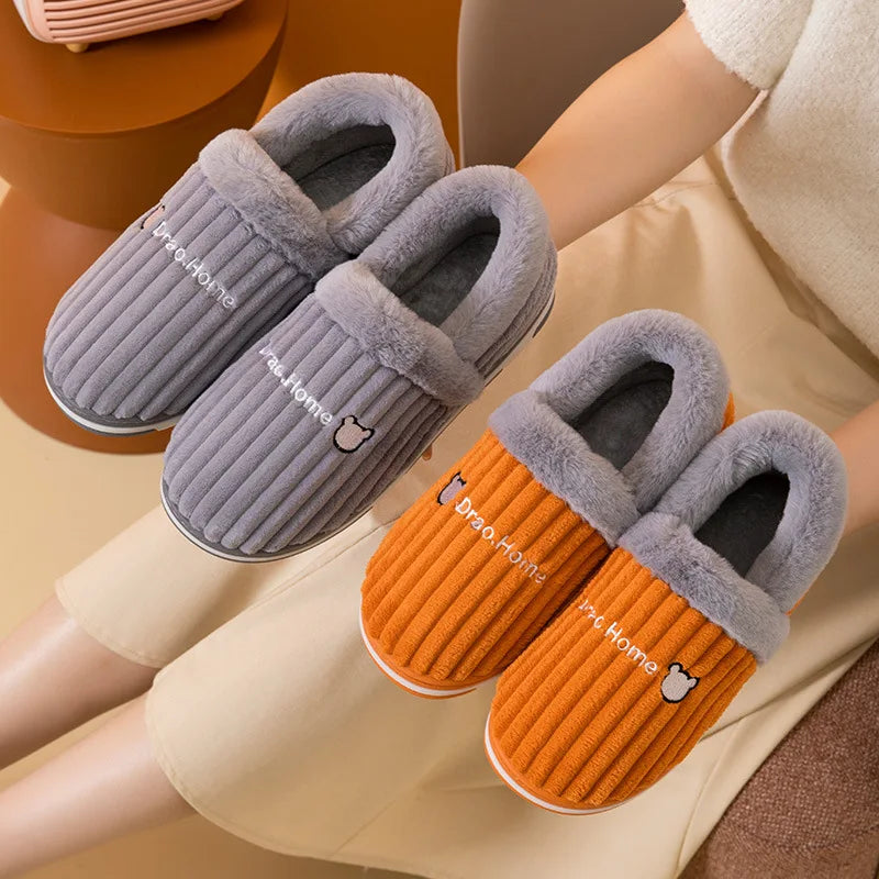 Unisex Warm Plush Winter Slippers Indoor Furry Fluffy Cotton Slides Suitable As Comfortable Home Bedroom Shoe For Men & Women