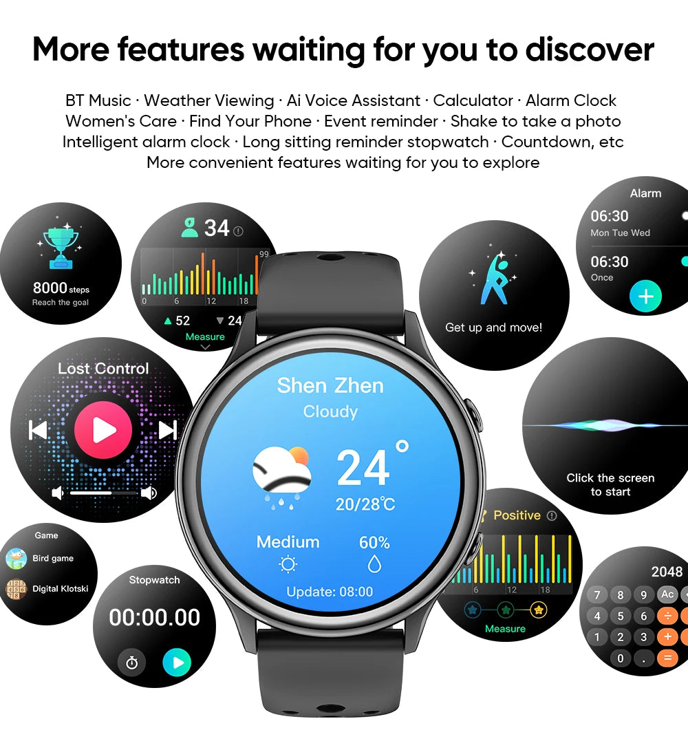 2025 Mini Smart Watch Dames 1,27-inch 360*360 AMOLED HD-scherm IP68 Waterdicht Hartslag Bloedzuurstof Smartwatch - Compatibel met HUAWEI IOS