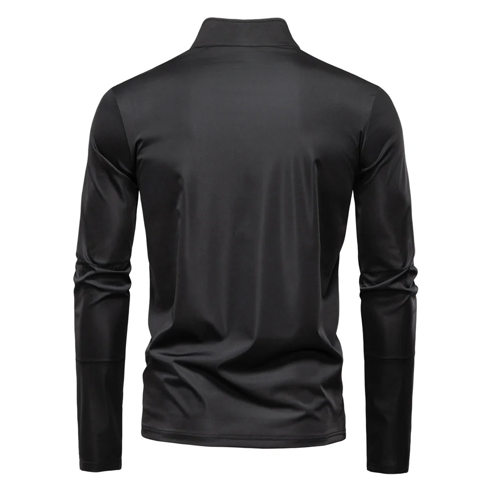 Men's UPF100+ Sun Protection Long Sleeve Shirt Solid Colour Zipper Outdoor Shirts Stand Collar Quick Dry T-Shirts