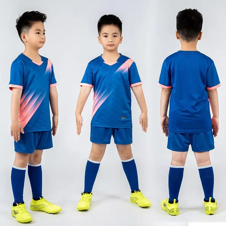 Boys Football Jersey tracksuit Child Soccer Sports Uniforms Kids Play Ball Sportswear Kits vest children's football suit Socks 1
