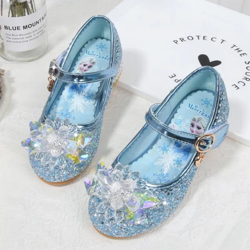 Fashion Elsa Princess Girl Shoes Frozen Cartoon Dress Shoes For Girls Fashion Party Shoes With High Heels Christmas Gifts