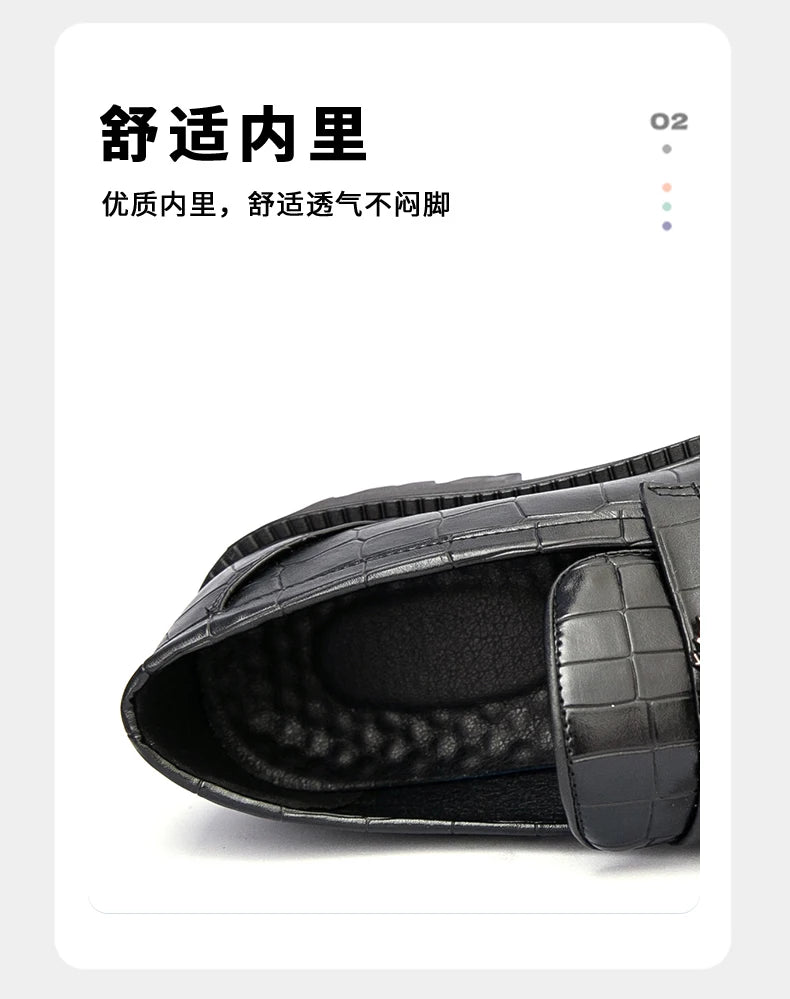 Men Height Increasing Casual Loafers Thick Bottom Male Dress Formal Shoes Slip-on Adult Leisure Loafers