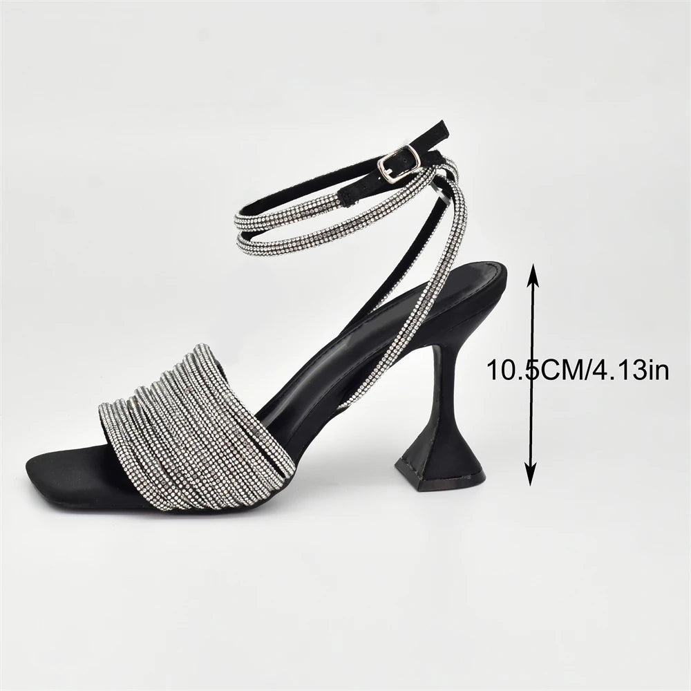 African Shoe and Matching Bag  Set Decorated with Rhinestone High Heels for Women