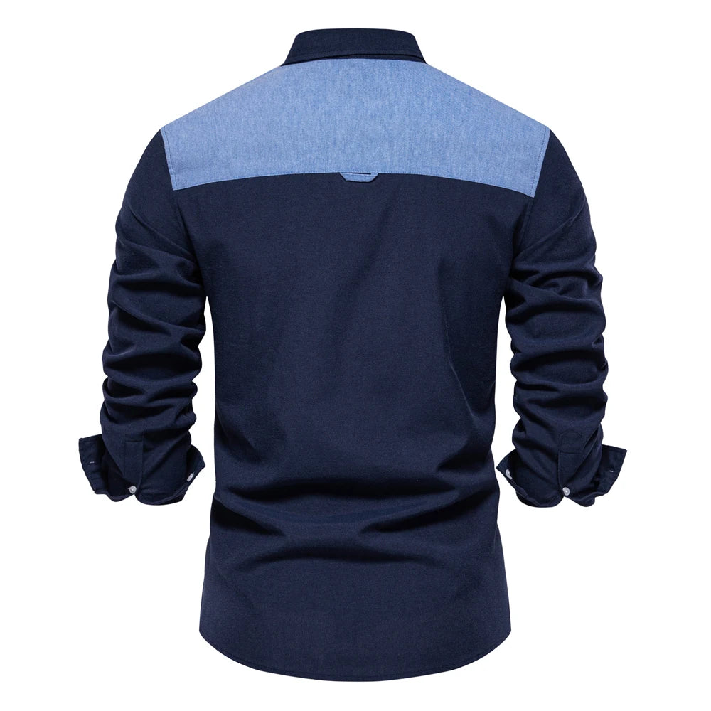 2023 New Autumn Cotton Men's Oxford Shirt Long Sleeve Button Down Social Business Casual Shirts for Men