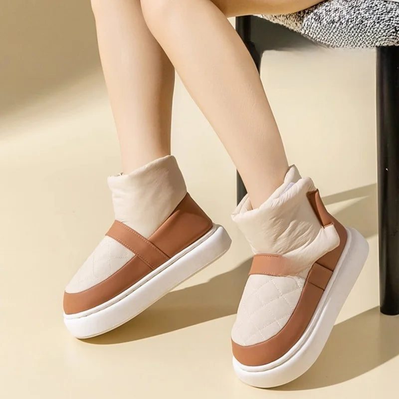 Unisex Snow Boots Ankle Boots PU Leather Winter Shoes Warm Anti-Slip Thick Bottom Shoes For Boys & Girls Size 36-41