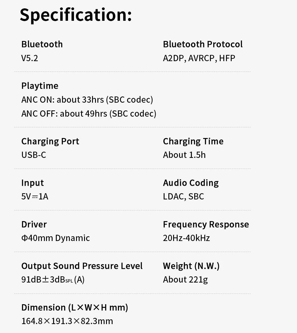 Edifier W820NB Plus Wireless Noise Cancelling Headphones 43dB ANC Hi-Res LDAC Codec 49hrs Playtime Over-Ear Bluetooth Headset