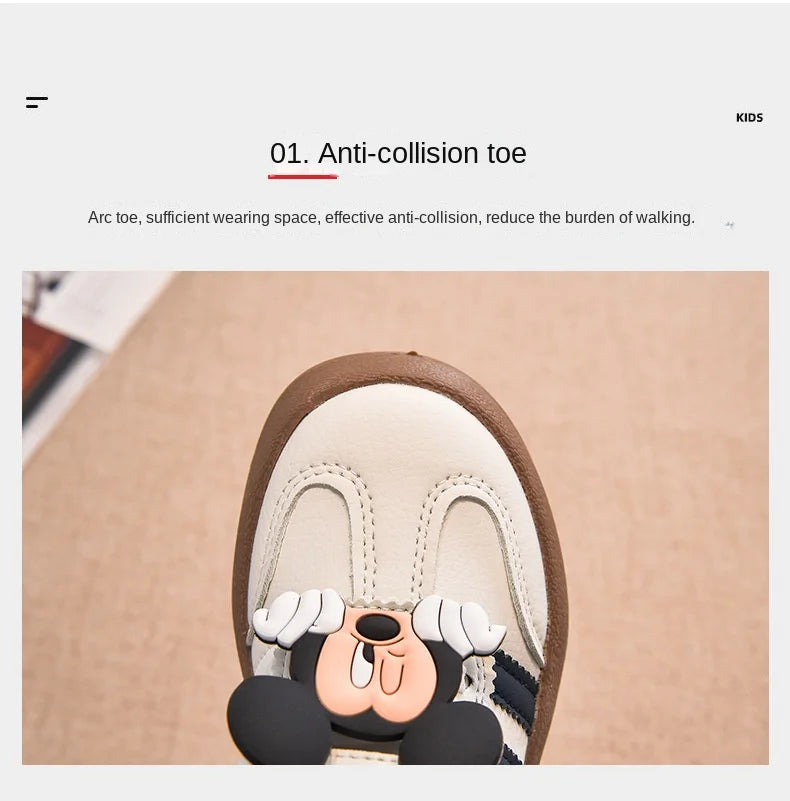 Cartoon Children's Casual Shoes Cute Minnie Girls Sneakers Fashion Mickey Boys Sport Shoes Anti-Slip Soft Sole Kids Board Shoes