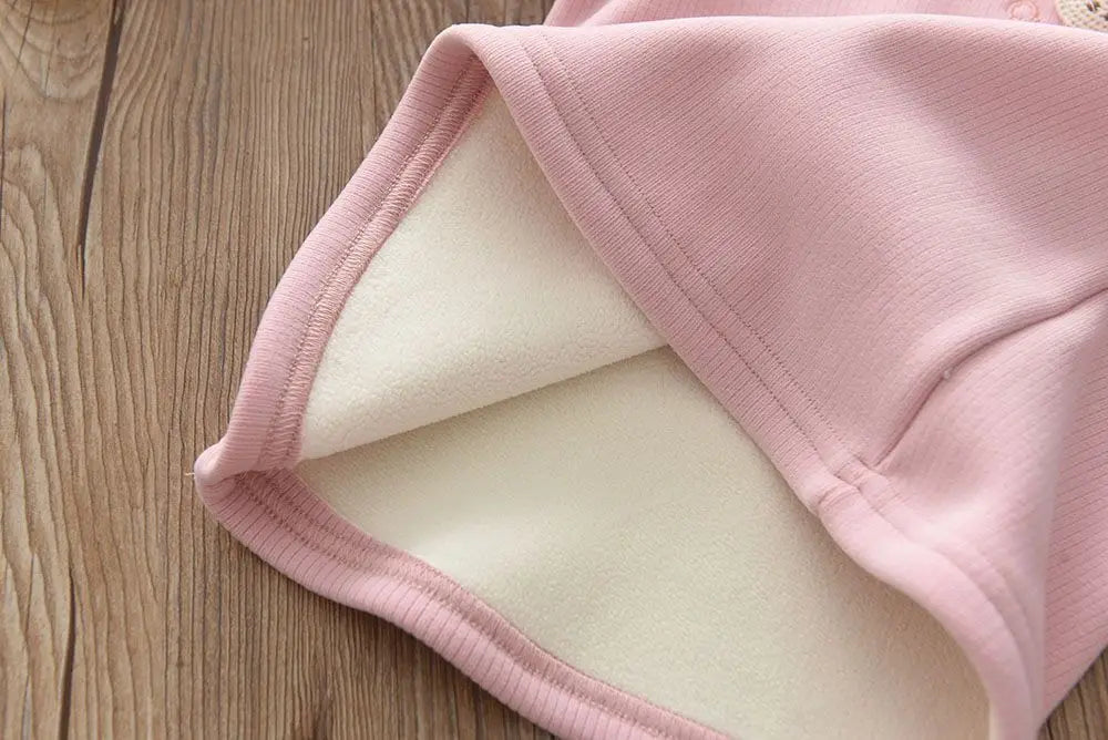 New Autumn Kids Fleece Padded Shirts Cute Embroidery Rabbit Girls Thicken Blouse Versatile Warm Children Lace Tops 1-9T Girls