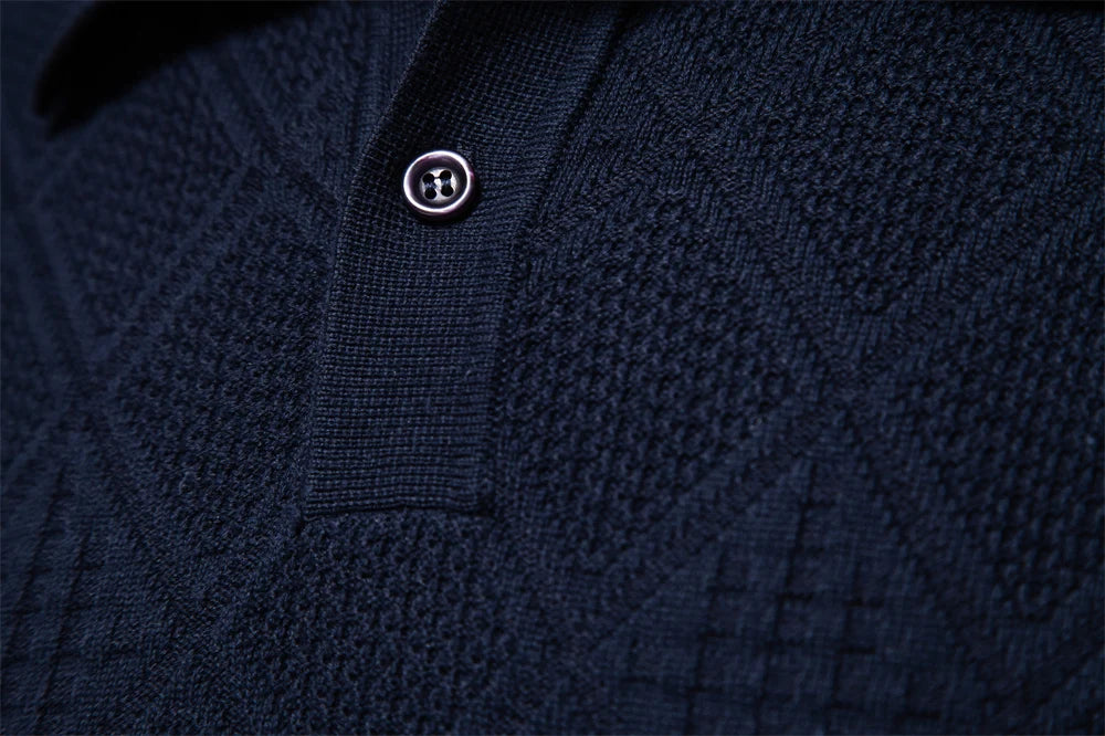 Men's Autumn Cotton Polo Neck Sweaters High Quality Pullover Knitted Sweater England Style Casual Social Pullover For Men