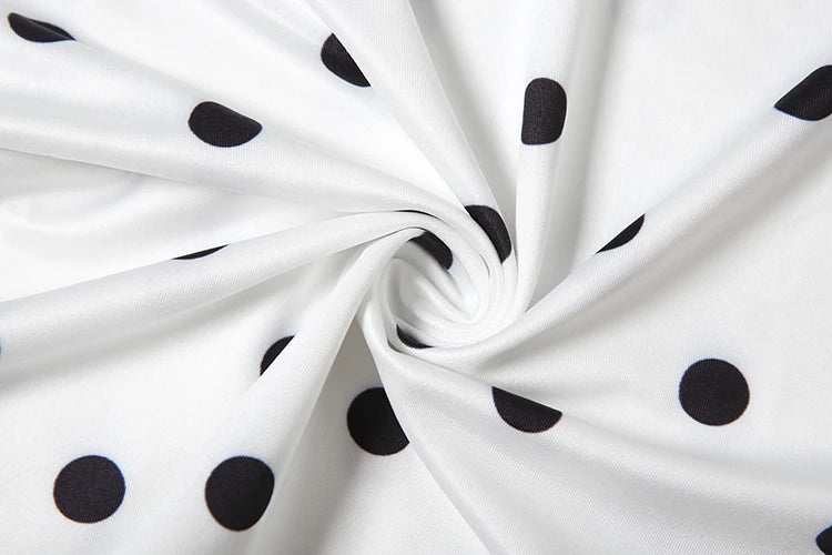 Polka Dots 2 Piece Set Women Twist Bandage Halter Hollow Camisole + Skinny Mid Skirts Street Fashion Elegant Outfits For Women