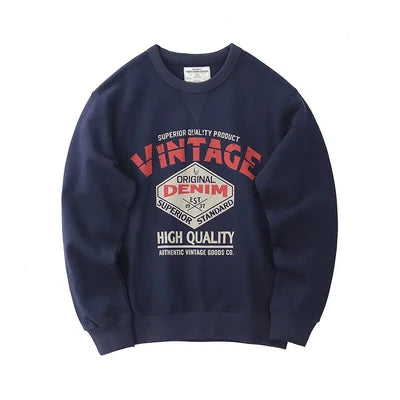 Autumn New American Retro Heavyweight 500g Letter Printed Sweatshirts Men's Fashion 100% Cotton Washed Pullover Casual Sportwear