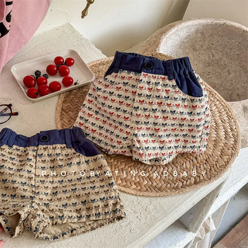 2025 Zomer Nieuwe Baby Meisjes Strik Print Shorts Katoenen Kinderen Losse Shorts Kinderen Veelzijdige Casual Broek Ademende Peuterkleding 4-6Y