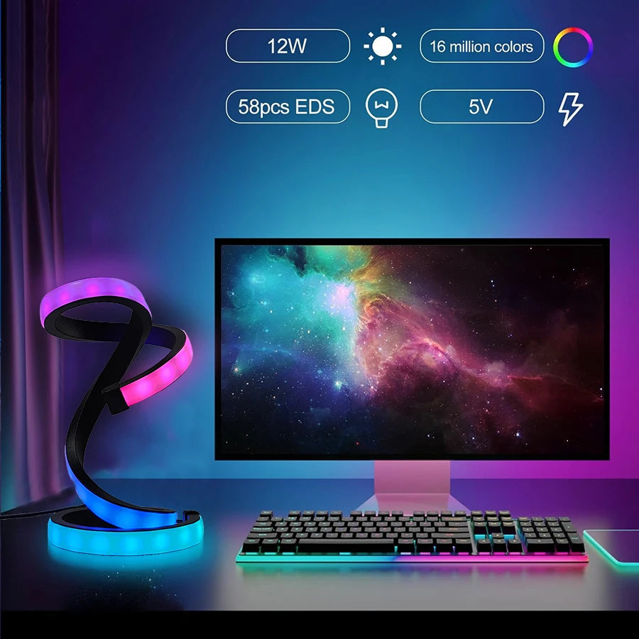 1PC Romantic Rainbow Creative Desk Lamp, USB - 36 Modes Rainbow Running Light for Bedroom Atmosphere Lamp Night Light, Suitable