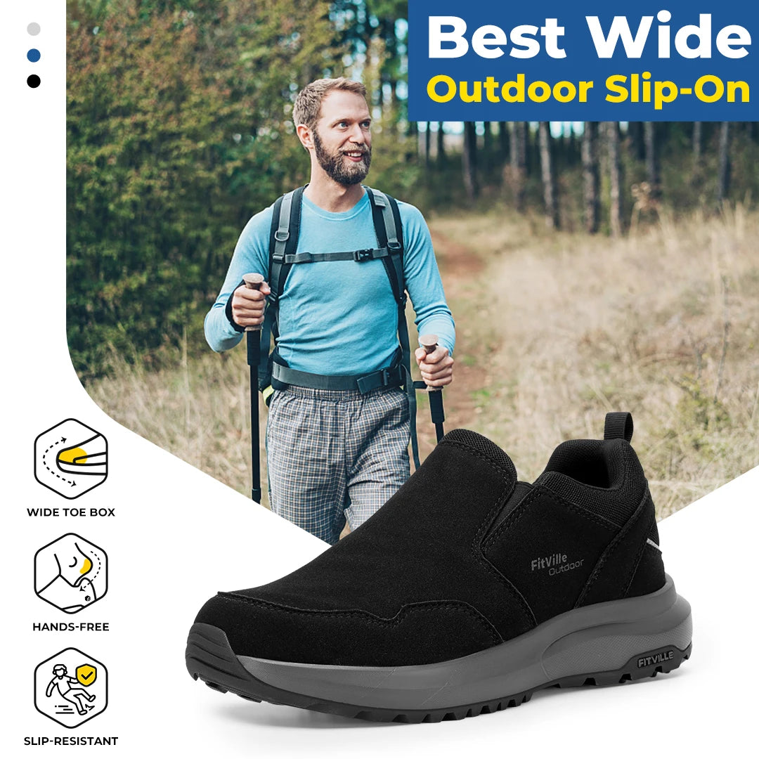 Men's Shoes Wide Hiking Comfortable Slip on Loafers Go Walking and Trekking Trails  Sneakers With Arch Support