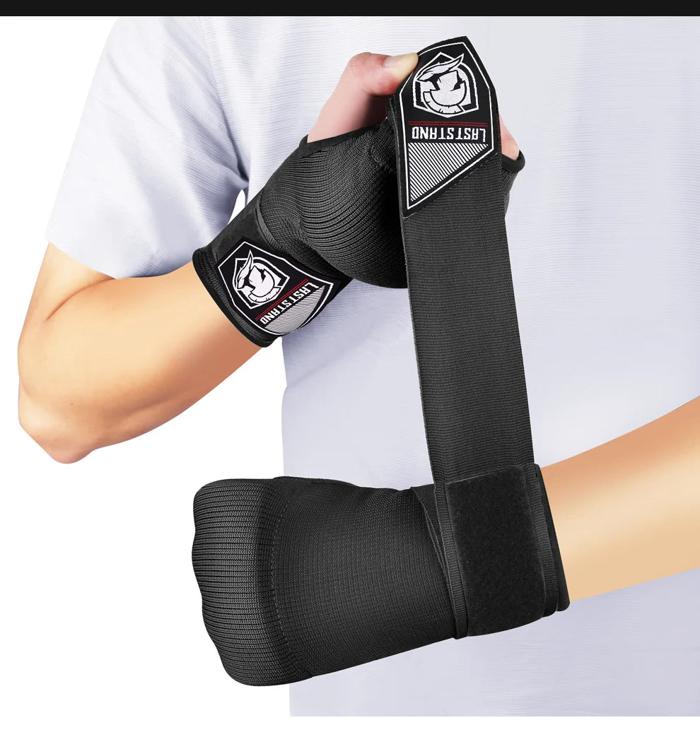 Gel Boxing Hand Wrap Gloves – Adjustable Half Finger MMA & Boxing Wrist Support Gloves with Long Strap Protective Training Gear