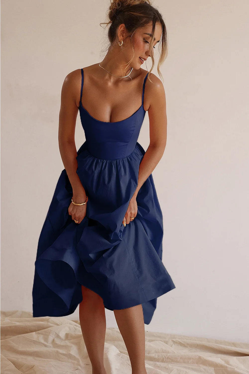 Chic Elegant Party Dresses for Women Solid Spaghetti Strap Sleeveless Long Dress Holiday Beach Sundress Robe Femme Été