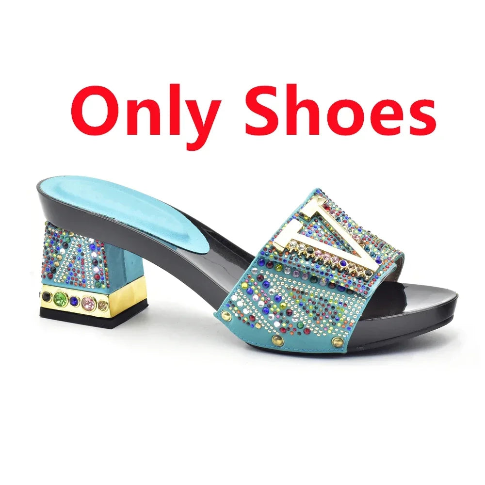 Luxury Shoe and Bag Set for Party in Women Wedding Shoes Woman Bride Rhinestone Design Elegant Shoes for Lady Peep Toe Pumps