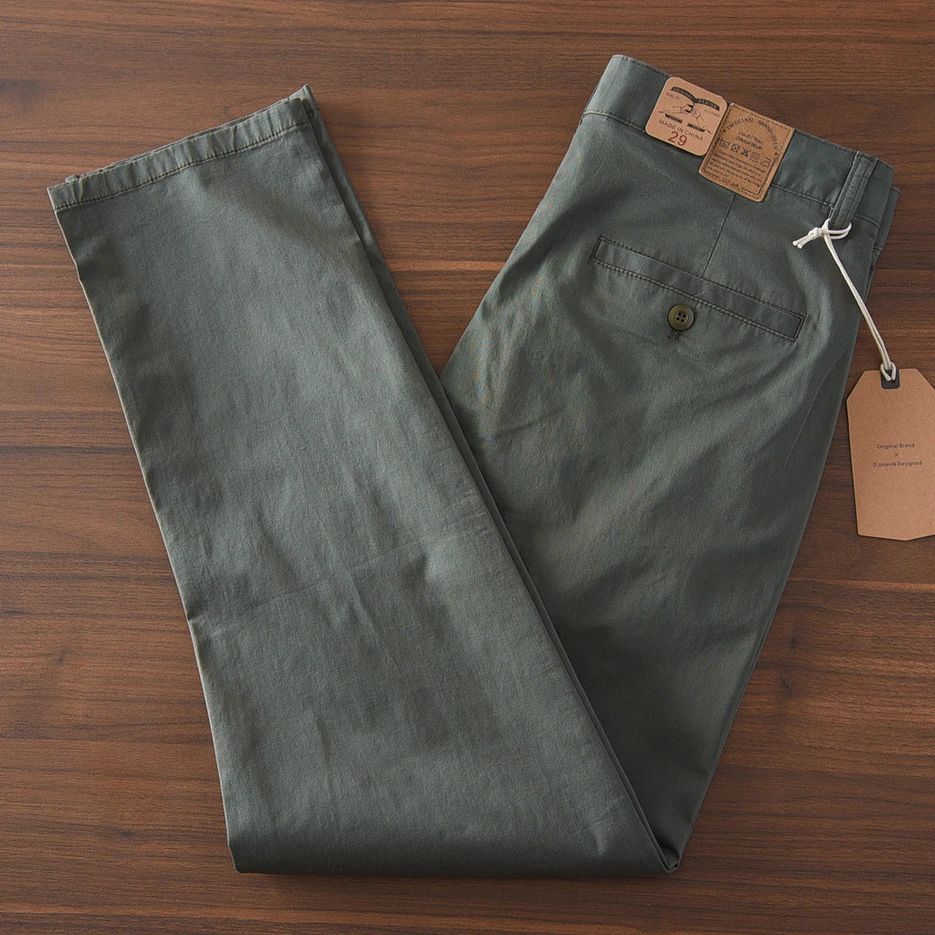 2025 Zomer Nieuwe Amerikaanse Retro Dunne Micro-Elastische Casual Broek Heren Eenvoudige 97% Katoenen Slim CHINO Business Rechte Broek