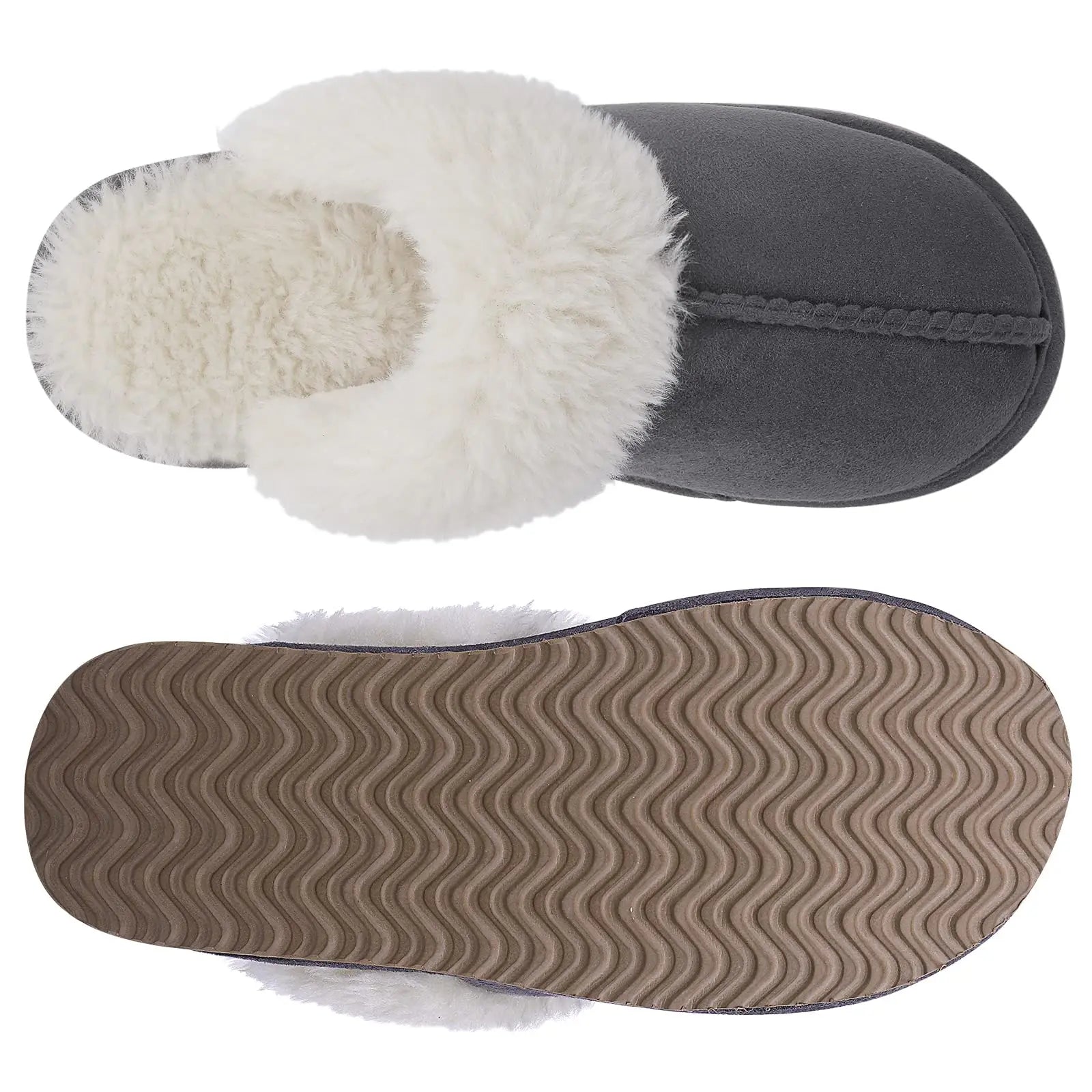 Unisex Fuzzy House Winter Slippers Fashion Fur Collar Suede With Fluffy Memory Foam Indoor Slides Plush Cotton Shoes For Men & Women