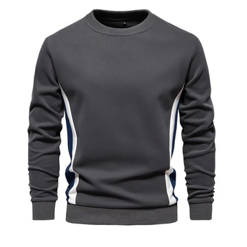 Men's Patchwork Cotton-Blend Sweatshirts - Casual Sport Round Neck Pullover Sweatshirt