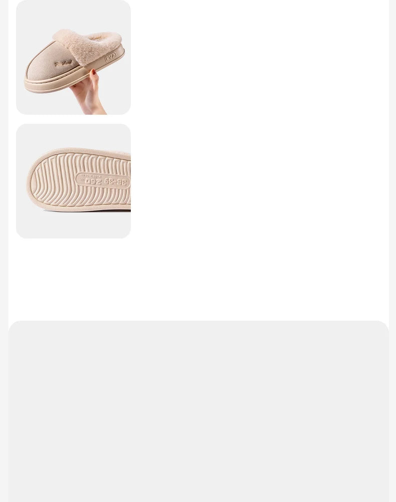 Women's Winter Warm Platform Cotton Plush Slippers Suitable As Fluffy House Footwear With Soft Sole Non-Slip Ladies' Shoe