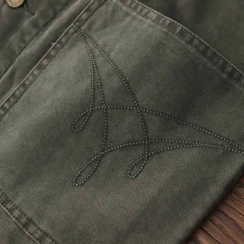 2024 Autumn New American Retro 12OZ Denim Cargo Vest Men's Simple 100% Cotton Washed Old Casual Multi-pocket Waistcoat Jacket