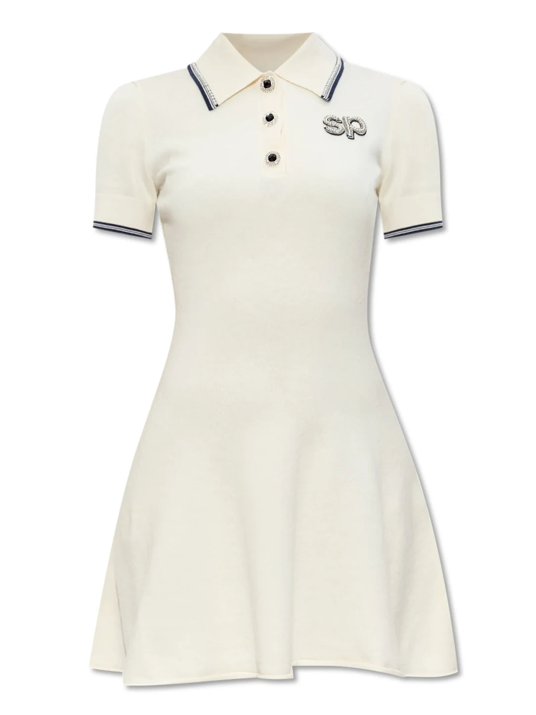 SP Luxury Women's Knitted Mini Dress Slim A-Line Lapel Casual Elegant Short Sleeve Junior Size Knit Self Dress