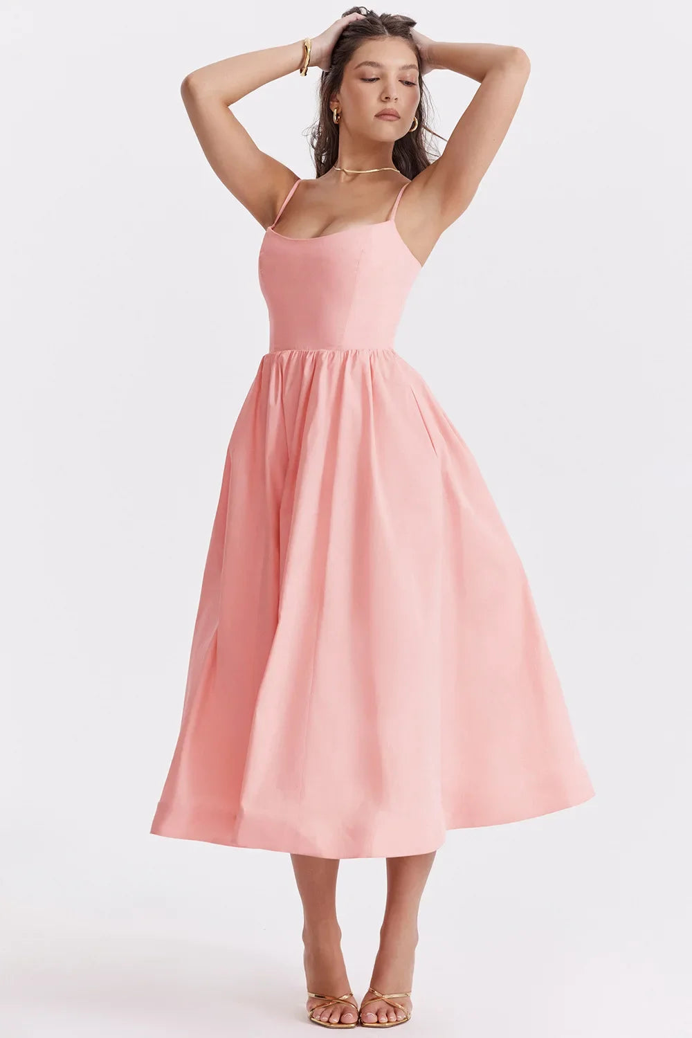 Chic Elegant Party Dresses for Women Solid Spaghetti Strap Sleeveless Long Dress Holiday Beach Sundress Robe Femme Été