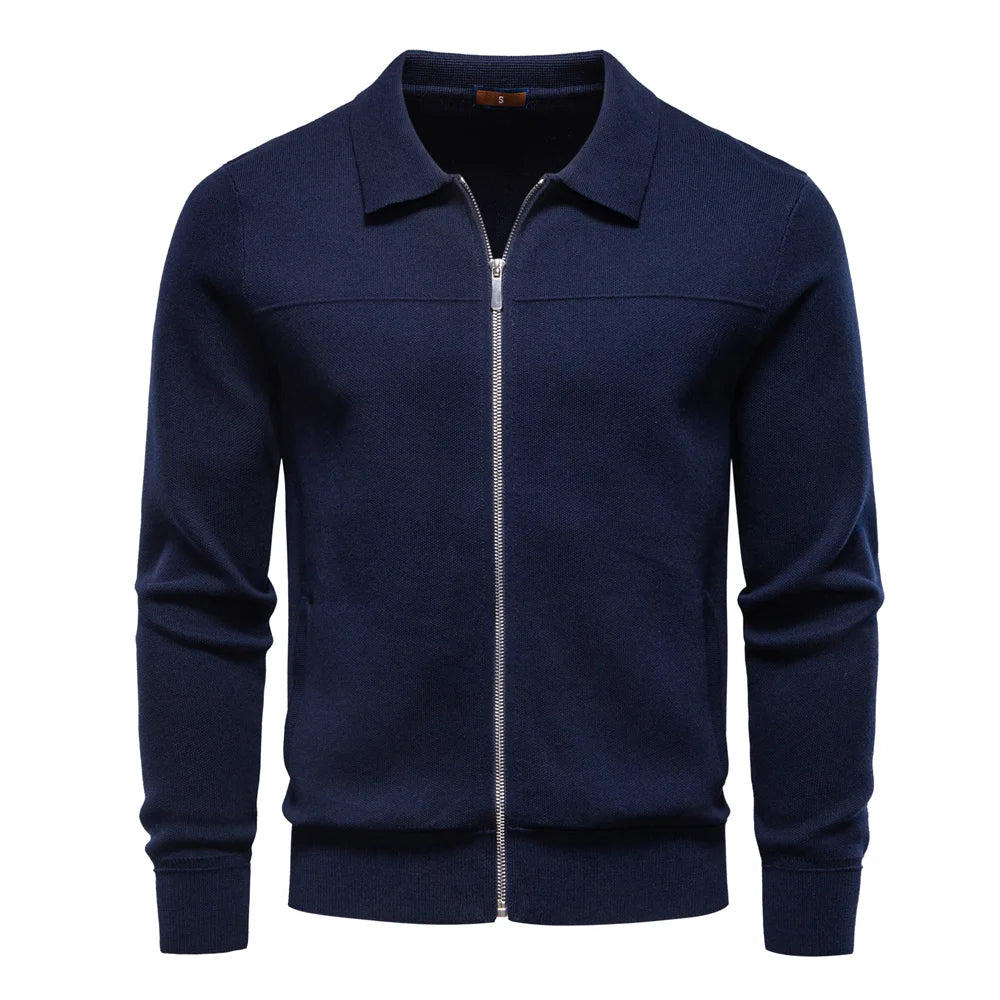 Men's Baseball Jacket 100% Cotton Solid Colour Thermal Lined Winter Warm Luxury Sports Zipper Outerwear For Male