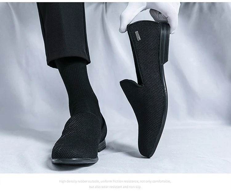 Breathable Mesh Formal Dress Oxfords Shoes for Men Orange Red Male Fashion Casual Loafers England Gentleman Style Shoes