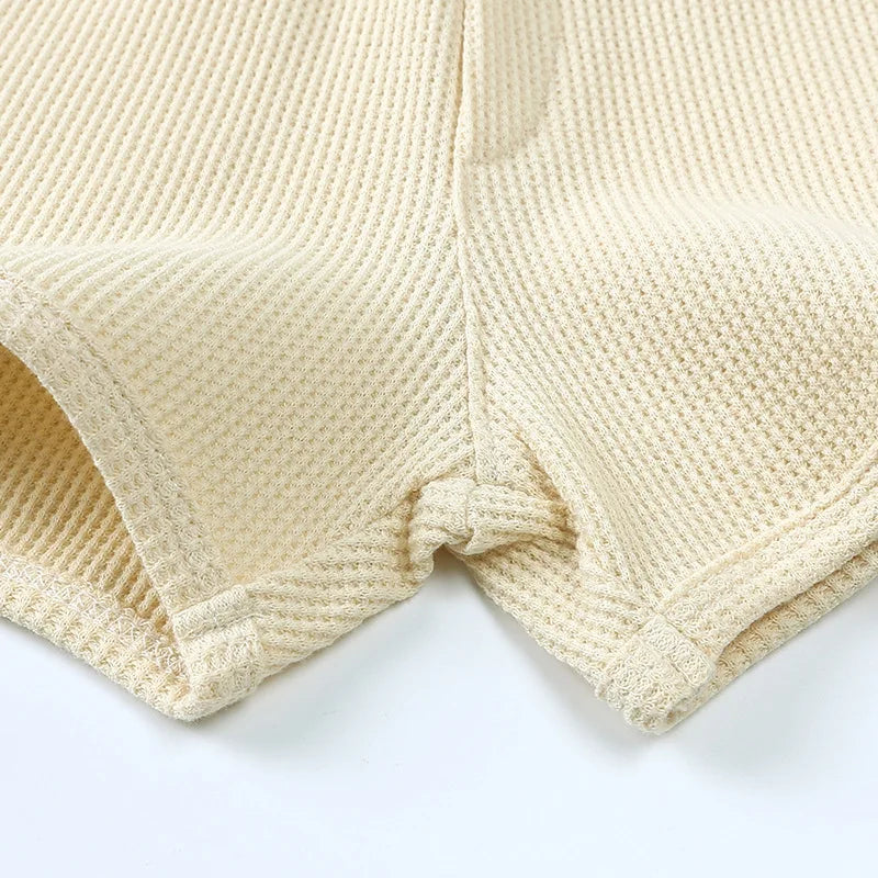 Kid's Summer Outwear Clothing Set Casual Boys Girls Waffle T-shirt Suit Children's 2PCS Tee And Shorts 1-6Y Unisex