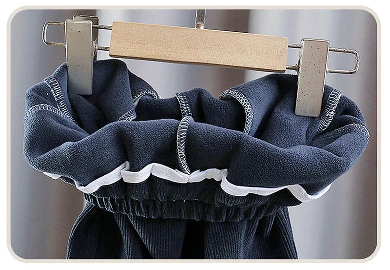 Children's Autumn & Winter Baby Girl Pants Fur Lining Boys Casual Trousers Simple Thick Kid's Pants 0-5Y Unisex